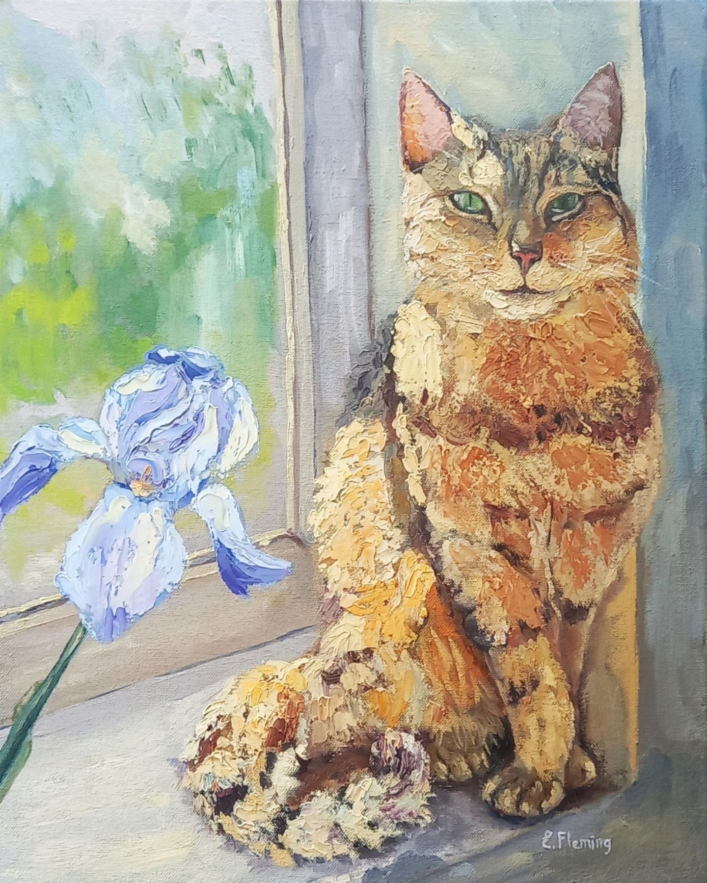 Artwork reproduction of Cat with Blue Iris.
