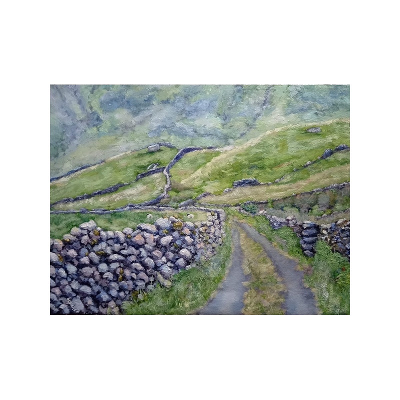 The Quiet Road Home painting shown against a pale background.